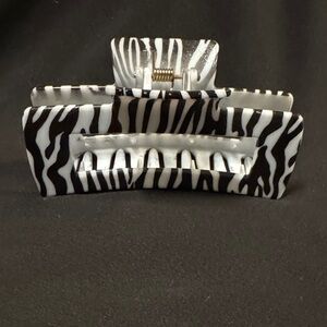 zebra print hair claw clip | 4” large square corners rectangle style